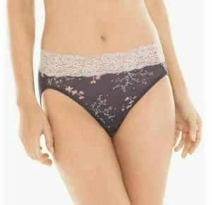 Soma Embraceable L XL Super Soft High Leg Brief Alluring Floral Mini Gray - Picture 1 of 2
