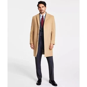 Brooks Brothers Men's Camel Brown Wool Classic Mid Length Overcoat Size 38R - Picture 1 of 13