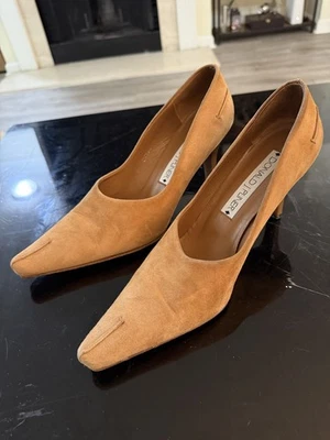 Donald J Pliner Mujer Cuero Tacón Mula Naranja Gamuza 8.5 Hecho en España  Foto 1 de 4