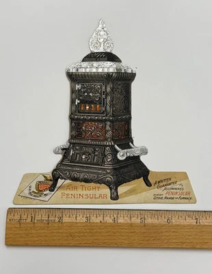 Fogão peninsular vintage forno grande die-cut cartão comercial publicidade WOW - Imagem 1 de 4