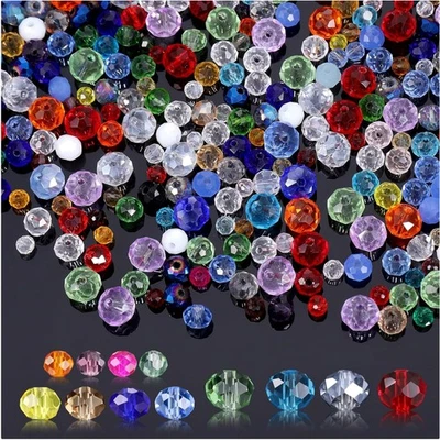 Damen Glasperlen Bastelset Schmuck DIY 12 Farben 8mm 6mm 4mm 1000 Stück - Bild 1 von 2