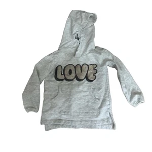 Limited Too Kinder Hoodie Gr. 2T hellgrau meliert Pailletten LOVE kuschelig verspielt - Bild 1 von 5