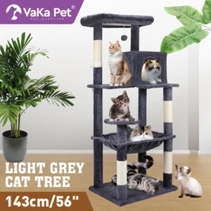 VaKa 143cm Cat Tree Scratching Post Scratcher Tower Condo House Furniture Wood - Picture 1 of 9
