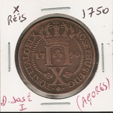 PORTUGUAL X REIS 1750 D JOSE' I COPPER COIN DOS AÇORES