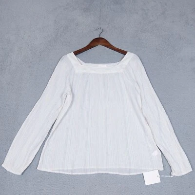 Túnica LC Lauren Conrad Top Para Mujer Mediana Blanca Rayas Metálica Cuello Cuadrado Nueva con Etiquetas Foto 1 de 4