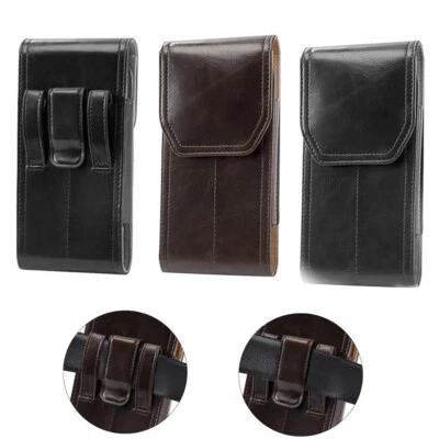 Vertical PU Leather Belt Clip Pouch Case Cell Phone Waist Carrying Bag Univers - Image 1 of 4