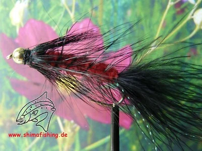 SHIMAFISHING Streamer " Wooly Bugger Black Red Bead Head " 3er Set