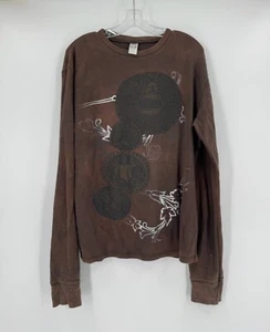 Majestic Kingdom of Life Mens Brown Graphic Thermal Crew Neck Shirt Sz L - Picture 1 of 7