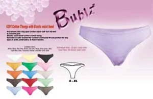 NWT TWO Bublz Cotton Thong Panties  Jr's M or L mixed colors - Picture 1 of 11
