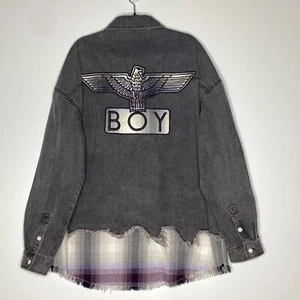 Boy London Denim Button Down Shacket Grunge Shirt Jacket Men's Size Medium - Picture 1 of 10
