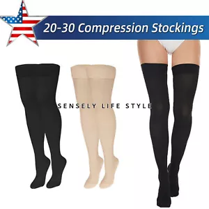 Thigh High Compression Stockings 20-32 mmHg Comfort for Workout Socks S-XXXL - Picture 1 of 14