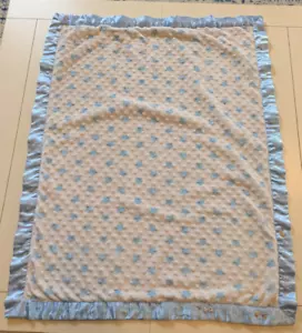 Just Born Babydecke Blau Sterne Minky Punkte Little All-Star Satin Bordüre - Bild 1 von 5