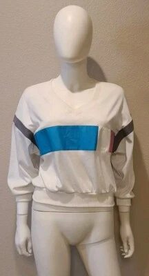 Moletom vintage anos 80 Bay Club bloco de cores macio desleixado asa de morcego tamanho P - Imagem 1 de 4