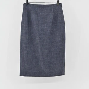 LES COPAINS Skirt Size 46 Blue Wool Silk Linen Stretch Knee Length Pencil Career - Picture 1 of 11