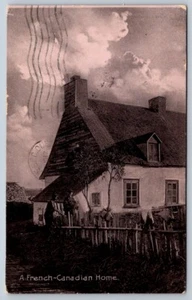 A French Canadian Home, Antique 1908 MacFarlane Postcard, Broken Circle Cancel - Picture 1 of 2