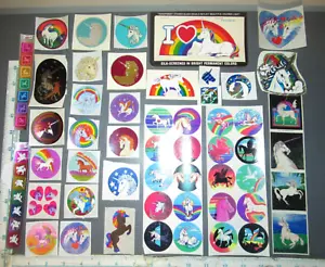 VINTAGE 1980's UNICORN PEGASUS LISA FRANK FOIL PRISM ETC STICKER LOT - Picture 1 of 5