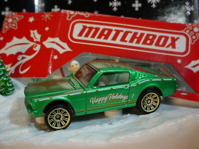2019 Happy Holidays Exclusive '65 MUSTANG GT ☃Green; white/gold 🎅Matchbox LOOSE - Image 1 of 3