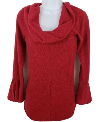 A Byer Sweater Size M Red Soft Fuzzy Cowl Neck Women's Rayon Long Sleeve  - Image 1 of 4