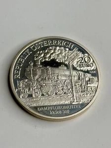 2007 AUSTRIA Railways Steam Locomotive Gem Proof Silver 20 Euro Coin - Picture 1 of 3