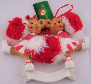 Animadora Rojo Blanco Pompones Adorno de Navidad Kurt S Adler Oso 3.5" - Imagen 1 de 2