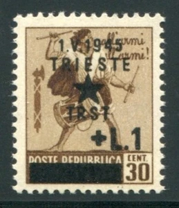 1945 Trieste Occupazione jugoslava 1 lire filigrana corona, raro e con cert. ** - Picture 1 of 1