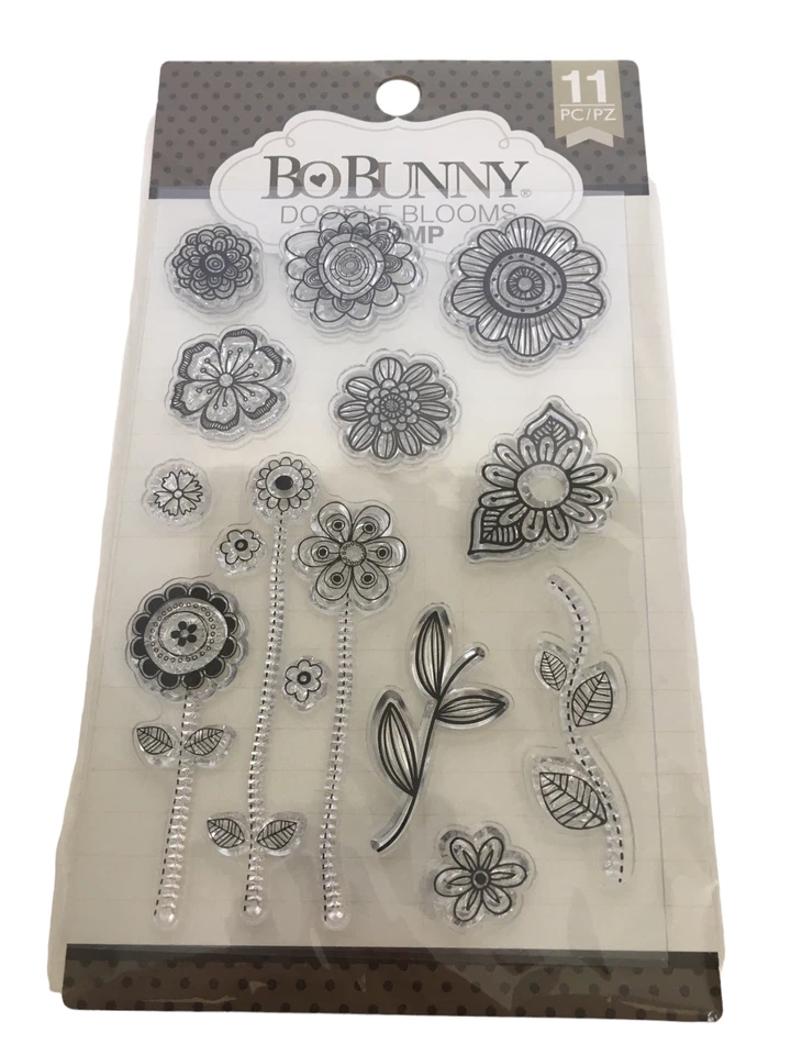 Bo Bunny DOODLE Blooms Clear Acrylic Stamp Set BoBunny 12105441