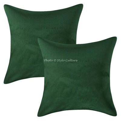 Indian Sofa Cushion Covers 16x16 Solid Zippered Polydupion Plain Pillowcases - Image 1 of 4