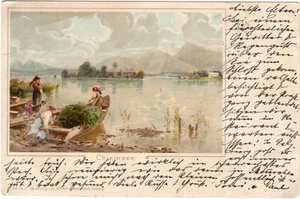 Ak Chiemsee Postal de Artista Con Barco de Vapor Luitpold Sst Prien 1901 - Imagen 1 de 2
