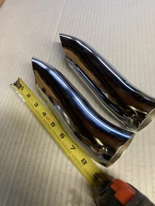 2 1/2"X9" Chrome Exhaust Replacement Pipes Pair CURVED CHAMP - Picture 1 of 4
