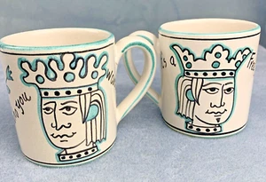 2 Deruta Italy Pottery Ceramic Love Who You Want Coffee Mugs Cup 10 oz - Picture 1 of 8