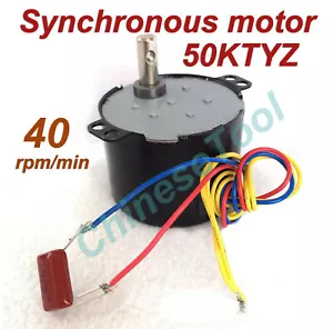 US stock Synchronous Motor 50KTYZ AC110V 120V 50/60Hz 40r/m CW/CCW 6W 2.2kgf.cm - Picture 1 of 6