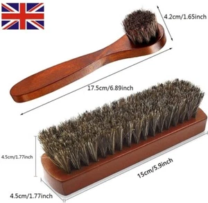 2-Piece Horsehair Shoe Brush Shine Shoe Polish Kit, Leather Shoes Boot Clean - Picture 1 of 7