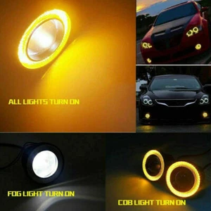 Pair 2.5inch Round Amber Angel Eye Halo LED Projector Fog Light ATV Truck Car BI - Picture 1 of 8