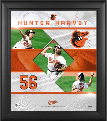 Hunter Harvey Baltimore Orioles Framed 15x17 Stitched Stars Collage Cover