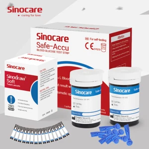 50PCS Sinocare Safe-ACCU Blood Glucose Sugar Test Strips Painless Lancets New - Picture 1 of 1