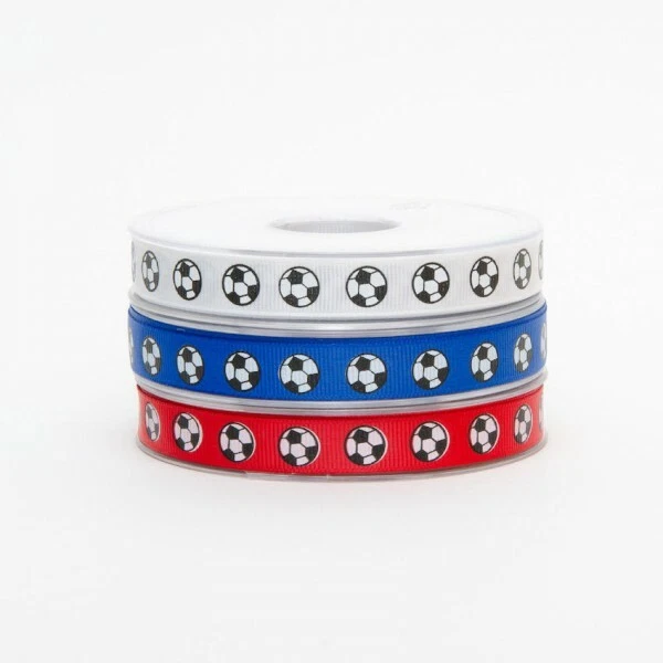 12mm Grosgrain Printed Football Ribbon Soccer Ball - Image 1 of 1