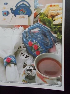 Teapot Set Plastic Canvas Patterns 1991 Annie's, Note Holder, Napkin R, Magnets - Picture 1 of 3