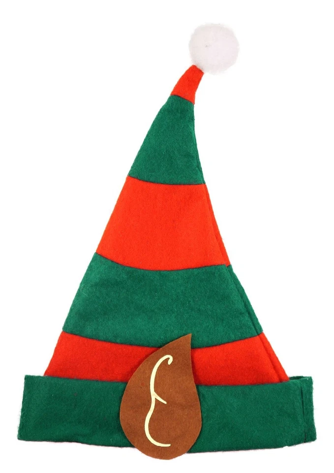 HENBRANDT Adult Christmas Elf Hat & Ears Xmas Santa's Helper Stripy Hats Fancy Dress Pixie