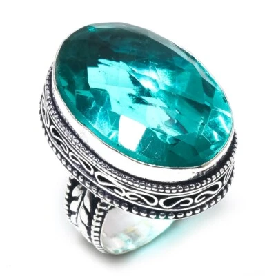 Hydro Tourmaline Oval Shape Gemstone Handmade Ring Jewelry Ring Size 6 Inches - Image 1 of 4