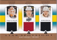 13-14 UPPER DECK TRILOGY STAR SPOTLIGHT TRIPLE JERSEY FASTH / BRODIN / RACKELL