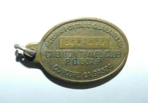 Vintage Chevron Travel Club Postage Guaranteed Keychain FOB Concord, California - Picture 1 of 4