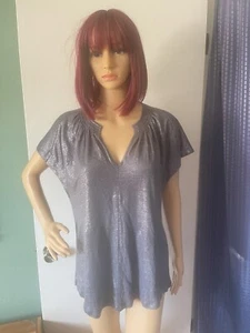 Blusa Top Chico's Para Mujer Talla S-XL 100% Lino Lámina Metálica Gris Pizarra Nueva con Etiquetas - Imagen 1 de 10