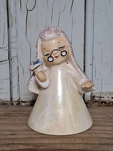 Vintage Napco Japan Lusterware Bride Bell Figurine With Foil Seal 3.75" Tall - Picture 1 of 9