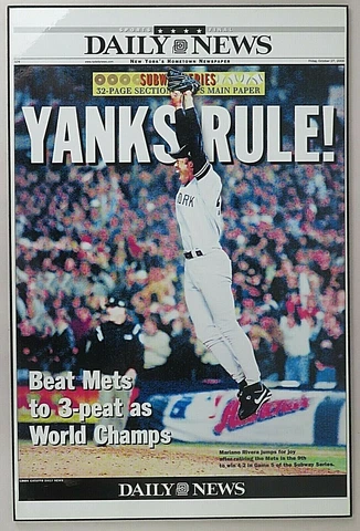Yankees 3-Peat Daily News Cover New York Yanks Rule Subway Series Plaque Cover