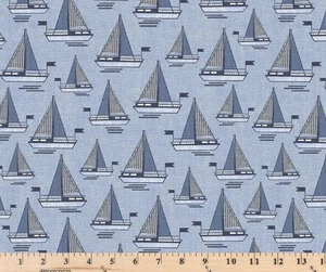 Bon Voyage Blue Wind Spirit Boats CX10841-BLAU Baumwollstoff Meterware - Bild 1 von 1
