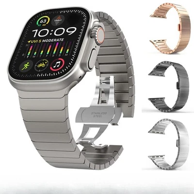 Correa de lujo de acero inoxidable para Apple Watch Series 11 10 9 8765 Ultra 49 mm Foto 1 de 4