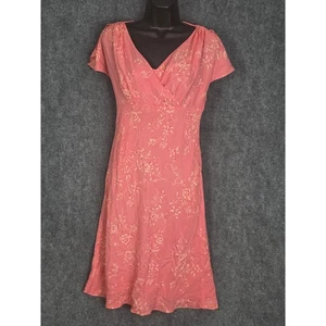 Casual Corner Floral Dress Pink V Neck Summer Women's Sz 2 Cottagecore Milkmaid - Picture 1 of 9