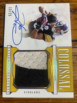 2019 NATIONAL TREASURES HINES WARD COLOSSAL GAME-USED PATCH AUTO SP /25 - Image 1 of 2
