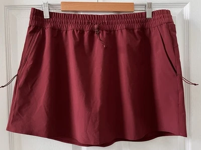 Athleta Women Sz L Pull On Skirt Brown Zip Pockets Pickleball Tennis Stretch - Image 1 of 4