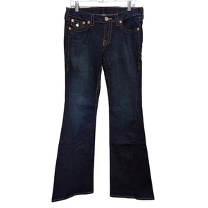 True Religion Damenjeans Größe 30 Joey dunkle Waschung Schlag Denim hergestellt in den USA Y2K - Bild 1 von 11